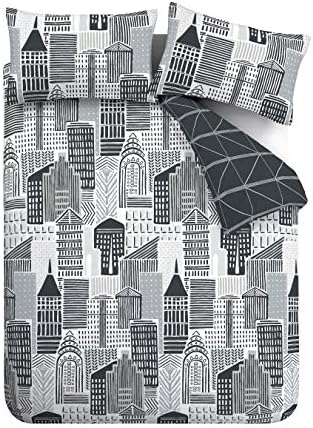 Catherine Lansfield Citylife Easy Care Double Duvet Set Grey