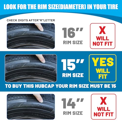 CPW 15\" Wheel Rim Cover Universal Hubcaps Snap On Car Truck SUV ABS Material Wheel Covers Snap Clip for Car Accessories Tire Rim Replacement, Set of 4 (15 Inch, Matte Black)