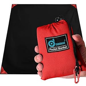 Odoland Hiking Blanket 180 x 160 cm Pocket Blanket Waterproof Heatproof Sandproof Thin Ground Sheet – Lightweight Foldable Beach Mat for Outdoor Camping, Travel, Hiking, Picnic for 2-4 People