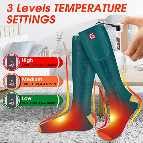 Spring Electric Heated Socks Rechargeable Battery Heating Socks For Men Women Winter Cotton Warm Heated Socks 3 Heating Settings Thermal Sock For Outdoor Sports Hiking Climbing Hunting Foot Warmer #TOP1