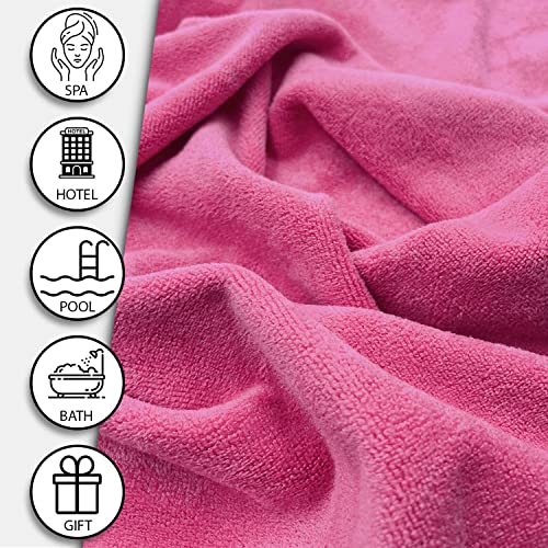 Image of Sassoon Venir Microfiber Bathrobe With Slippers for Men & Women, Unisex Luxury Bathrobe Towel, Spa Robe Combed (Pack of 1) - Coral Pink Color