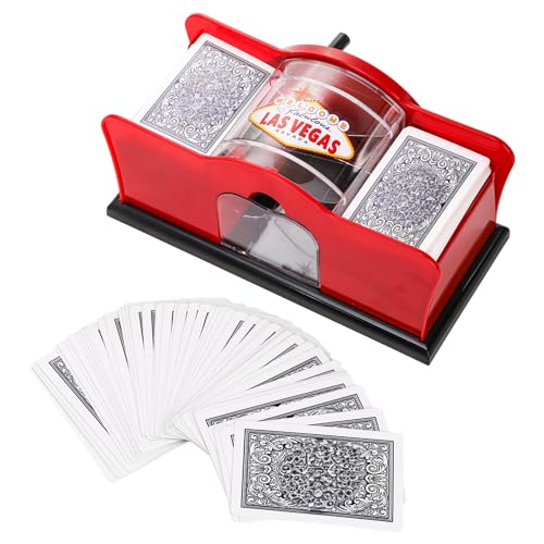 Frcctre Manual Card Shuffler 2 Deck with Hand Crank, Card Shuffler for Blackjack, UNO, Poker, Playing Card Dealer Machine Manual Card Mixer Casino Card Shufflers for Home Card Game Party Club Game - Thumbnail 3