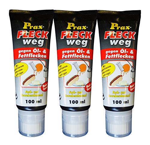 3 x Prax FLECK weg gegen Öl- & Fettflecken 100ml, Fleckentferner, Ölflecken