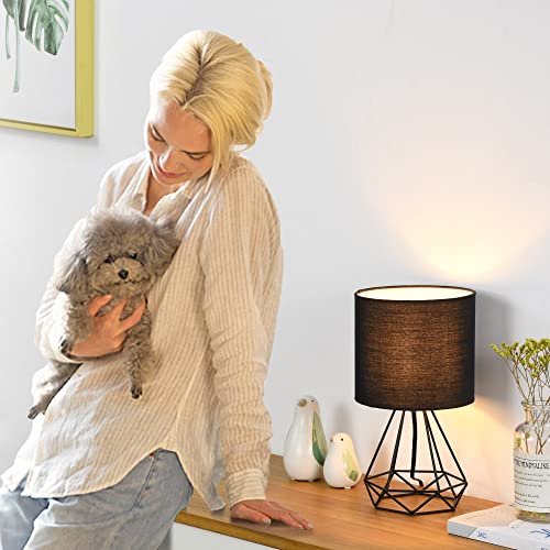 Lampwell Sim Small Table Lamp For Living Room As Bedside Table Lamp For Bedroom,Modern Table Lamp,Kids Table Lamp,Night Table Lamp,Φ6.69×H12.44In,Bulb Excluded,Black Table Lamp #TOP1