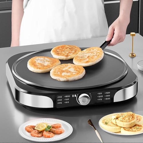 YAJJL Máquina para Hacer Pan Plano Indio, Plancha Antiadherente con Placa De 40 Cm De Diámetro Y 2200 W De Potencia, Control De Temperatura Continuo Y Apagado Automático para Panqueques Y Huevos
