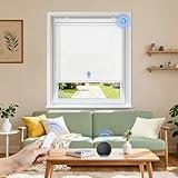 Grandekor Motorized Blinds with Remote Control, Liter-Filtering Roller Shade Electric Shades Cordless Smart Blinds for Bedroom Living Room Office,White(Light-Filtering),W33xH72