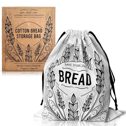 Northern Breadworks Large Organic 100% Cotton Bread Bag | No Plastic | Reusable Washable | 41x33 cm | Eco Bread Bags for Homemade Bread (One Bread Bag)