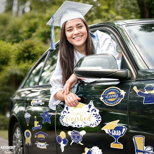 Image of KatchOn, Blue and Gold Graduation Car Magnets with Balloons - Pack of 45 | Car Graduation Decorations Class of 2026 | Car Magnet Decorations for Parade, Car Decorations for Graduation Decorations 2026