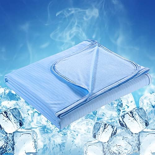 Luxear Cooling blanket for night sweats, with Arc-Chill Cooling Fiber Q-Max>0.34 Lightweight Summer blankets Double-sided Cool throw blanket, Cool Blanket for Sofa double bed or travel Blue 150x200cm