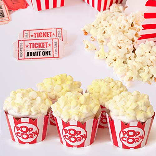 Popcorn Cupcake Wrappers - Red And White Striped - Cute Circus Party Supplies And Carnival Decorations - Movie Night Theme - Easy Set Up For Birthday Parties And Celebrations - Set Of 48 #TOP6