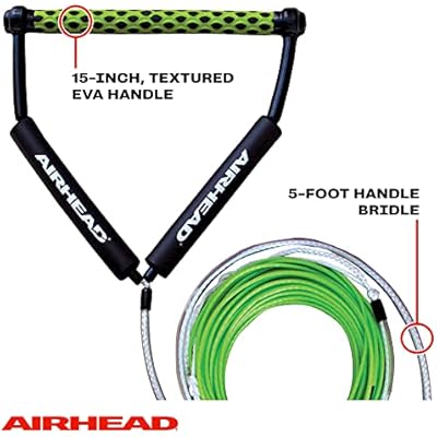 Airhead Dyneema Flat Line Wakeboard Rope, 4 Sections, 70-Feet, Green