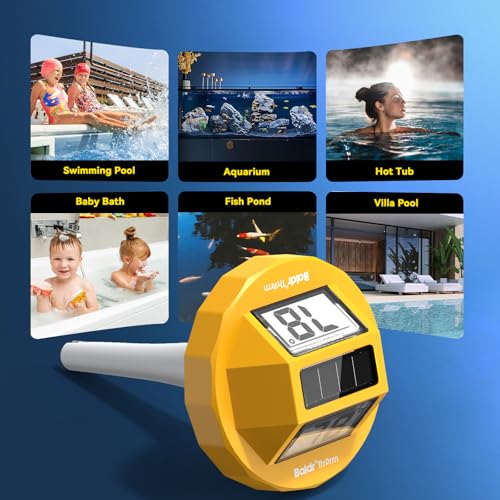 Pool Thermometer Solar Digital Floating, High Precision Large Screen Without Fogging with Double-Sided Display Screen for Swimming Pool, Aquarium, Spa, Hot Spring, Ponds(Yellow) by BaldrTherm - Image 7