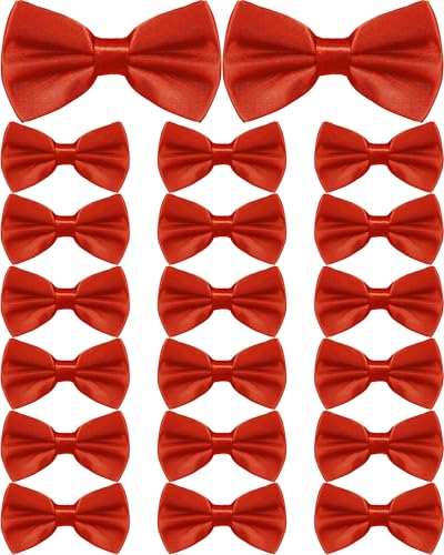 Image of Hercicy 20 Pieces Bow Ties for Men, Formal Satin Solid Tuxedo Adjustable Length Pre Tied Bow Ties for Wedding Celebration