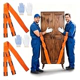 Moving Strap Kits for Lifting with Anti-Slip Sponge Pads, 2-Person Adjustable Lifting and Moving System with Cotton Gloves and Storage Bag,Heavy Duty Carrying for Appliances Furniture, up to 850LBS
