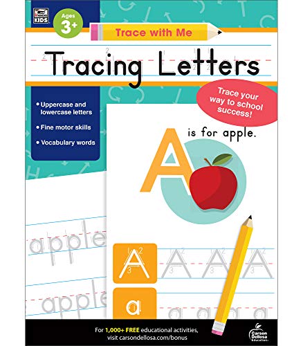 Carson Dellosa | Trace with Me: Tracing Letters Handwriting Activity Workbook | ToddlerKindergarten, 128pgs