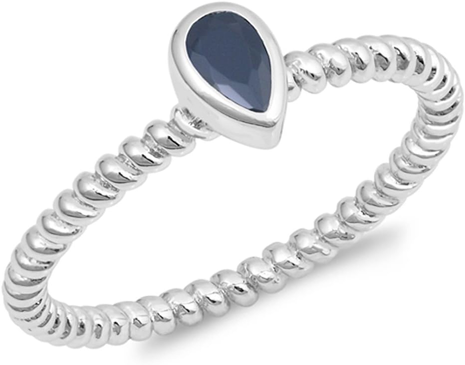 CHOOSE YOUR COLOR Sterling Silver Teardrop Ring