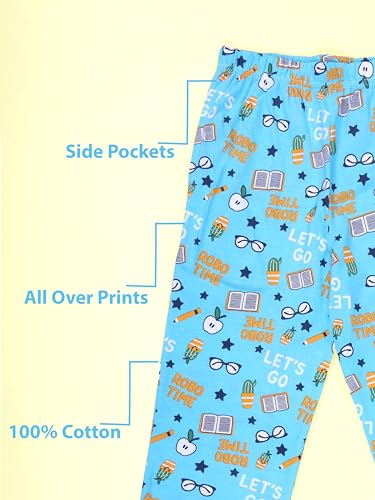 Image of KiddoPanti Boys Printed Pyjama | 100% Cotton Single Jersey Fabric | All Over Printed Design | Relax Fit & Ankle Length | Pyjama Pant
