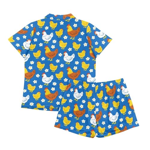 Image of Women's Short Sleeve Sleepwear Button 2 Piece Plus Size Pajamas Casual Soft Stretchy Funny Nightwear with Pockets