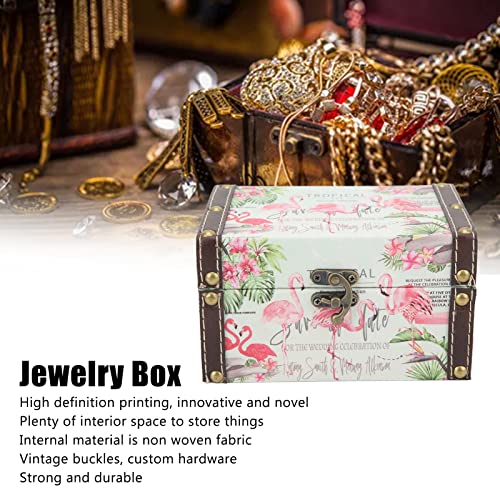 Pssopp Flamingo Print Jewelry Storage Box,Rectangle Antique Jewelry Box Trinket Storage Organizer Gift Box Chest Ring Case with Flamingo Print for Girl Women Gift - Image 4
