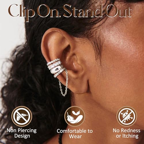 Florideco 4Pcs Ear Cuffs Non Piercing for Women Silver Plated Adjustable by Florideco - Used condition - Image 2
