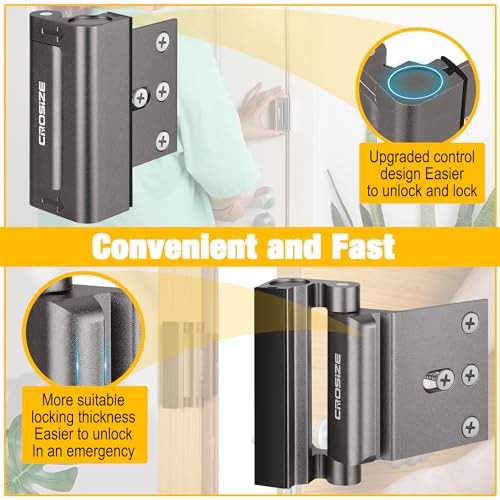 Home Security Door Lock, Upgraded Metal Door Reinforcement Lock, 3" Withstands 800 lbs of Impact for Inward Swing Doors, Defender Security Door Lock, Prevent Unauthorized Entry (Metallic Gray)