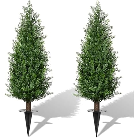 MyGrove 3FT Artificial Cedar Topiary Trees Set Cover