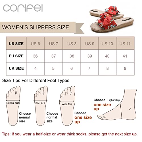 Corifei Linen Slippers For Women With Bow, Comfy Indoor House Shoes, Open Toe Slides With Arch Support For Summer #TOP7