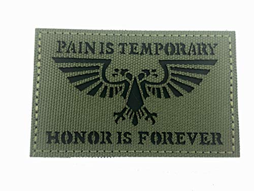 Pain is Temporary - Honor is Forever Taktisch Gestickte Airsoft Klettverschluss-Flecken Patch (Grün)