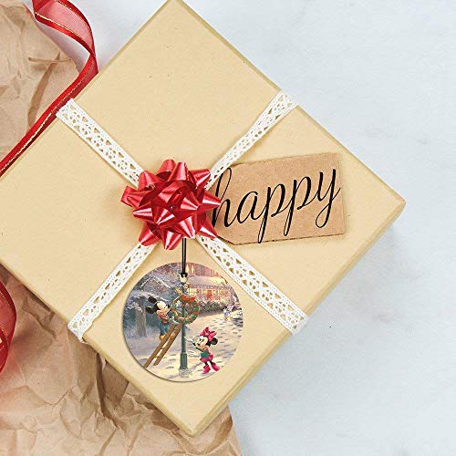 Disney – Mickey Mouse – Minnie Mouse – Victorian Christmas - 3.5” Starfire Prints Hanging Glass Print Accessory - Ideal For Gifting And Collecting #TOP2