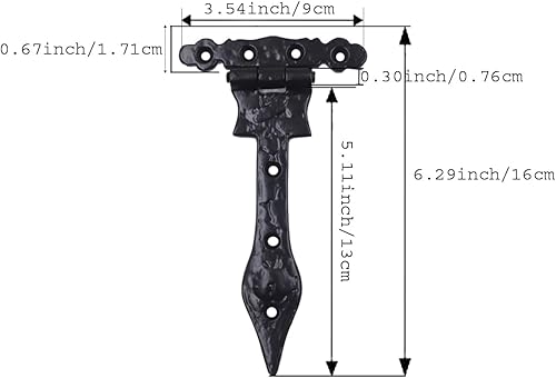Miniatura 2 de Juego de bisagras en T de 6 pulgadas  4 bisagras de puerta para vallas de madera resistentes  Bisagras de granero para puertas  Bisagras negras