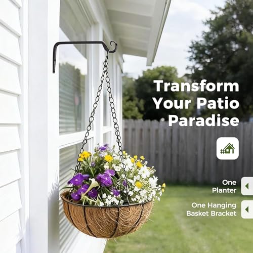 Bamworld Plant Hangers 10 Inch 2 Pack Heavy Duty Indoor Outdoor Hanging Plant Holder for Hanging Baskets Wall Hook Lanterns Bird Feeder Patio Garden