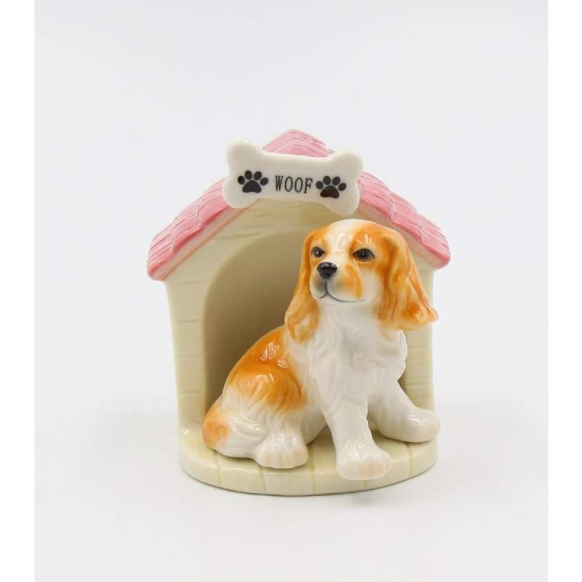 20783 Fine Porcelain Cocker Spaniel Puppy Dog with Doghouse Salt and Pepper Shakers Set, 3-1/2" H