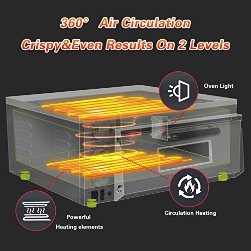 Pizza Oven Countertop Indoor 23'' Stainless Steel Commercial Pizza Oven Single Layer Deck Deluxe Pizza Maker Multipurpose Snack Oven For Restaurant Kitchen Home #TOP4