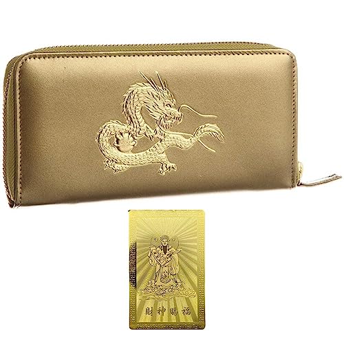 [SakuraZen] 風水 秘伝 皇帝龍 ラウンド財布 金運 アップ 本金箔 刻印 牛 本革 財布 メンズ 金 ゴールド 黄金 根付 進呈 日本製 (風水財神札)のサムネイル