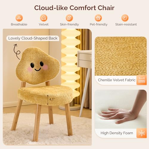 Silla Vani amarilla de terciopelo para el tocador de dormitorio 5