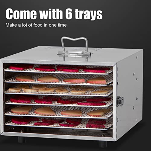 Desidratador de Alimentos Com 6 Bandejas Com Secagem Uniforme, Temperatura Ajustável de 400 W e Seca