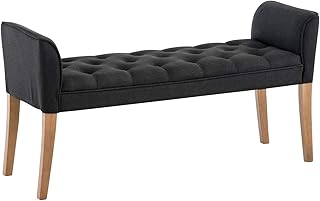 Chaise Longue Cleopatra con Tapizado de Tela I Banco Largo Acolchado en Estilo Chesterfield I Silla Larga I Color:, Color:Gris Oscuro, Color del Marco:Envejecido Claro
