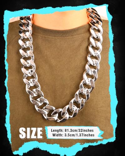 PinCute Colar de ouro grosso masculino, corrente de ouro falso hip hop de 81 cm, corrente de ouro gr