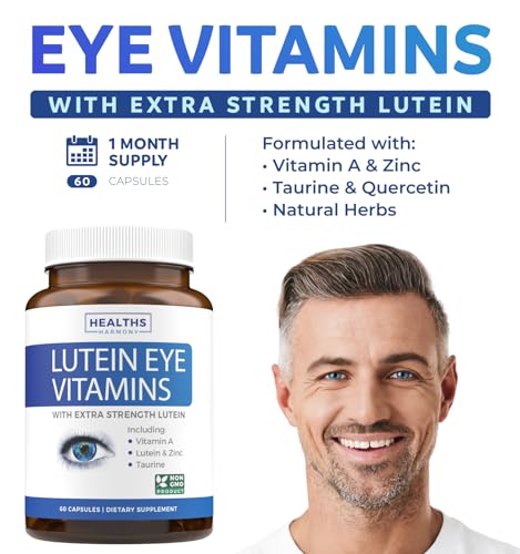 Lutein Eye Vitamins (Non-GMO) Vision Support Supplement for Tired and Dry Eyes - Maintain Vision Health with Zinc & Powerful Bilberry, Milk Thistle, Grape Seed, and Turmeric Extracts - 60 Capsules - Thumbnail 3