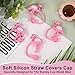 Whaline 4Pcs Flamingo Straw Cover Cap Pink Reusable Silicone Straw Topper 10 Mm/0.4 Inch Straws Tip Lid Protector for Summer Hawaiian Tropical Luau Beach Party Favors Supplies