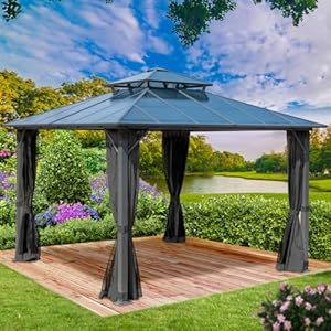 BRAST® Pavillon Aluminium Pagode 4x4m | viele Modelle & Farben | inkl. Moskitonetz | festes Dach | wasserdicht | stabil |UV-Schutz | Grau