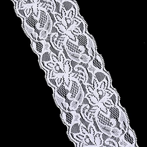 Elastic Lace Trim 10 Yards White Lace Ribbon Floral Pattern Stretchy Lace Fabric For Sewing, Garment, Diy Crafts And Gift Wrapping #TOP28