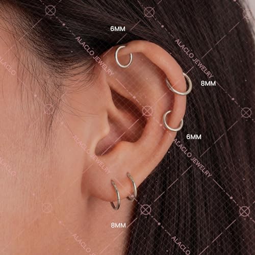 14k Gold Septum Rings Hoop for Women Men, 16G/18G/20G Nose Rings, 6mm/8mm/10mm Gold Cartilage Hoop for Helix, Rook, Daith, Tragus Body Piercing Jewelry4