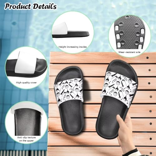 Image of Unisex Slides for Girls Boys Comfortable Slippers Slides Non-slip Shower Shoes House Fashion Thick for Indoor & Outdoor Gifts