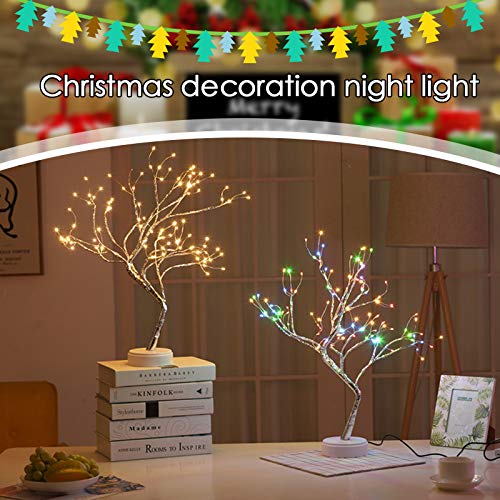 Soekodu Lumière Bouleau Noël, 108 LED Lampe Bonsaï Arbre Bouleau éclairé USB ou Interrupteur Tactile à Piles Fil Cuivre Branche Arbre Lumières pour Décoration Intérieure Maison (Lumière Blanche)