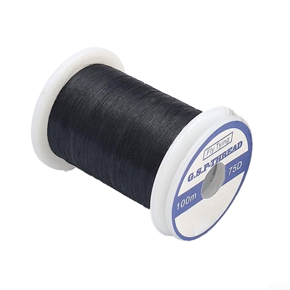 Fly Fishing Fly Tying Thread 75D 100M Plastic Material for Consistent Tension During Hook Wrapping and Wing Attachment (black)