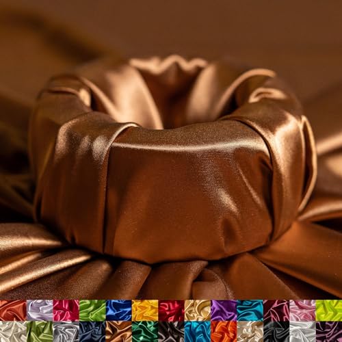 Ice Fabrics Stretch Charmeuse Satin Fabric by The Yard - 58/60” Wide Silky & Smooth Charmeuse Fabric by The Yard for Sewing Apparel, Dresses, Night Gowns, Tablecloths & More - Dark Gold - 2Yards -  Charmeuse-DarkGold-2Y