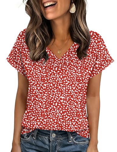 Zeagoo Summer Tops for Women 2026 Outfits Casual Short Sleeve V Neck Tees