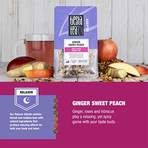 Tiesta Tea - Ginger Sweet Peach, Loose Leaf Spicy Peach Herbal Tea, Non-Caffeinated, Hot & Iced Tea, 16 Oz Bulk Bag - 200 Cups, Natural Flavored, Stress Relief, Herbal Tea Loose Leaf Blend #TOP2
