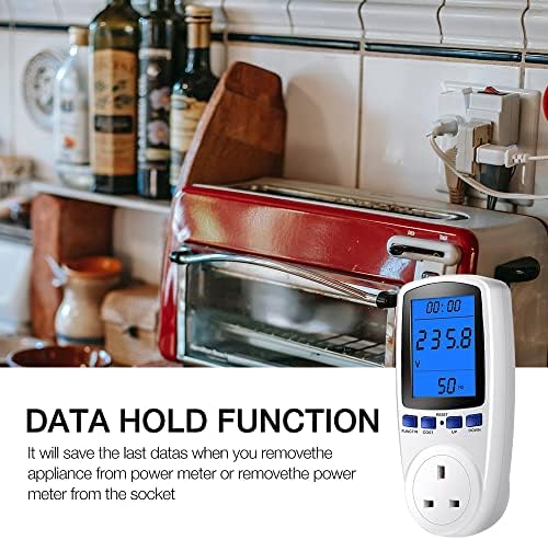 Power Meter, 2Pcs Electricity Usage Monitor Socket Backlight LCD Display, Energy Monitor UK Plug, Energy Power Consumption Analyzer with 7 Monitoring Modes Overload Warning Watt Volt Amp Meter